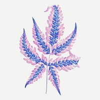 Purple leaf illustration, aesthetic nature graphic psd