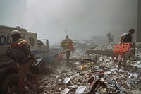 Rescue operations during the aftermath of the September 11 terrorist attack on the World Trade Center, New York City. Courtesy of the Prints and Photographs Division, Library of Congress. Digitally enhanced by rawpixel.