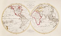A Map of the World from the best Authorities (1795) from Carey's American Edition of Guthrie's Geography Improved. Original from The Beinecke Rare Book & Manuscript Library. Digitally enhanced by rawpixel.