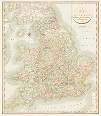 A new map of England (1811) by John Cary. Original from The Beinecke Rare Book &amp; Manuscript Library. Digitally enhanced by rawpixel.