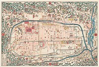 Map of Kyoto (1863) by Takebara Kahei. Original from The Beinecke Rare Book & Manuscript Library. Digitally enhanced by rawpixel.