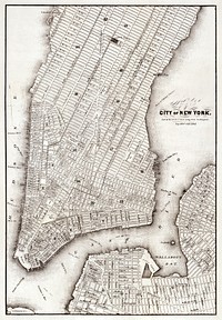 Map of the city of New York (ca. 1850) from Library of Congress Geography and Map Division Washington. Original from Library of Congress. Digitally enhanced by rawpixel.