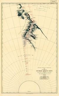 Route and Surveys of the Southern Journey Party, 1908&ndash;1909 (1909) by England: Royal Geographic Society. Original from Library of Congress. Digitally enhanced by rawpixel.