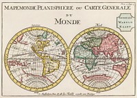 Wereldkaart Mapemonde planisphere ou carte generale du monde (1735) from Daniel de Lafeuilledelete. Original from The Rijksmuseum. Digitally enhanced by rawpixel.