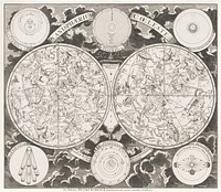 Hemelkaart met de noordelijke en zuidelijke sterrenbeelden (1705) by Pieter Schenk (I). Original from The Rijksmuseum. Digitally enhanced by rawpixel.