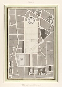 La Halle aux Blés, Street Plan (ca. 1810) by Pierre François Léonard Fontaine. Original from The MET Museum. Digitally enhanced by rawpixel.