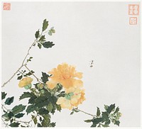 Insects and Flowers (Qing dynasty ca. 1644–1911) by Ju Lian. Original from The Getty. Digitally enhanced by rawpixel. 