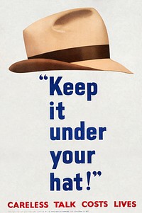 &quot;Keep it under your hat!&quot; (1940s) poster in high resolution by St. Michael&#39;s Press Ltd. Original from The Museum of New Zealand Te Papa Tongarewa. Digitally enhanced by rawpixel.