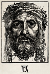 The Head of Christ Crowned with Thorns (1520) print in high resolution by Sebald Beham. Original from The MET Museum. Digitally enhanced by rawpixel.