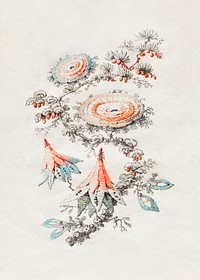 Flower Embroidery Design for Silk Manufactory of Lyon (ca. 1790) by Jean Baptiste Pillement. Original from The Cleveland Museum of Art. Digitally enhanced by rawpixel.