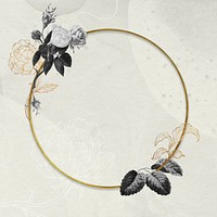 Vintage white rose flower frame on texture background design element