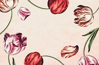 Vintage tulip flower frame on cream background design element