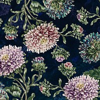 Vintage large double china aster flower pattern background design resource