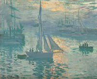 Sunrise (1873) by <a href="https://www.rawpixel.com/search/Claude%20Monet?sort=curated&amp;page=1">Claude Monet</a>. Original from the J.Paul Getty Museum. Digitally enhanced by rawpixel.