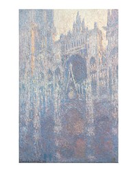 The Portal of Rouen Cathedral in Morning Light illustration wall art print and poster. Original by Claude Monet, digitally enhanced by rawpixel. 