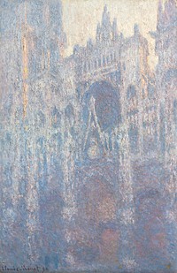 The Portal of Rouen Cathedral in Morning Light (1894) by <a href="https://www.rawpixel.com/search/Claude%20Monet?sort=curated&amp;page=1">Claude Monet</a>. Original from the J.Paul Getty Museum. Digitally enhanced by rawpixel.