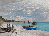 The Beach at Sainte-Adresse (1867) by <a href="https://www.rawpixel.com/search/Claude%20Monet?sort=curated&amp;page=1">Claude Monet</a>. Original from the Art Institute of Chicago. Digitally enhanced by rawpixel.