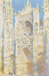 Rouen Cathedral, West Fa&ccedil;ade, Sunlight (1894) by <a href="https://www.rawpixel.com/search/Claude%20Monet?sort=curated&amp;page=1">Claude Monet</a>. Original from the National Gallery of Art. Digitally enhanced by rawpixel.