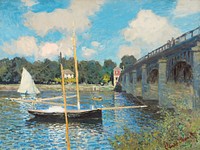 The Bridge at Argenteuil (1874) by <a href="https://www.rawpixel.com/search/Claude%20Monet?sort=curated&amp;page=1">Claude Monet</a>. Original from the National Gallery of Art. Digitally enhanced by rawpixel.