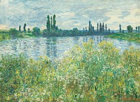 Banks of the Seine, V&eacute;theuil (1880) by <a href="https://www.rawpixel.com/search/Claude%20Monet?sort=curated&amp;page=1">Claude Monet</a>. Original from the National Gallery of Art. Digitally enhanced by rawpixel.