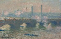Waterloo Bridge, Gray Day (1903) by <a href="https://www.rawpixel.com/search/Claude%20Monet?sort=curated&amp;page=1">Claude Monet</a>. Original from the National Gallery of Art. Digitally enhanced by rawpixel.