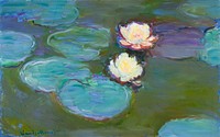 Nympheas (1897&ndash;1898) by <a href="https://www.rawpixel.com/search/Claude%20Monet?sort=curated&amp;page=1">Claude Monet</a>. Original from the Los Angeles County Museum of Art. Digitally enhanced by rawpixel.