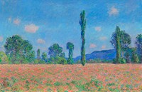 Poppy Field, Giverny (1890&ndash;1891) by <a href="https://www.rawpixel.com/search/Claude%20Monet?sort=curated&amp;page=1">Claude Monet</a>. Original from the Art Institute of Chicago. Digitally enhanced by rawpixel.