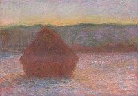 Haystacks, Thaw, Sunset (1890&ndash;1891) by <a href="https://www.rawpixel.com/search/Claude%20Monet?sort=curated&amp;page=1">Claude Monet</a>. Original from the Art Institute of Chicago. Digitally enhanced by rawpixel.
