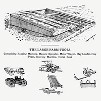 Vintage farm tool drawing, hand drawn illustration. Digitally enhanced from our own original copy of The Open Door to Independence (1915) by Thomas E. Hill. 