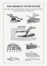 Vintage farm tool drawing, hand drawn illustration. Digitally enhanced from our own original copy of The Open Door to Independence (1915) by Thomas E. Hill. 