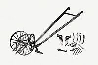 Vintage farm tool drawing, hand drawn illustration. Digitally enhanced from our own original copy of The Open Door to Independence (1915) by Thomas E. Hill. 