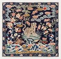 Rank Badge (Buzi) of the Fourth Military Rank with Tiger during Qing dynasty (1644–1912), early 19th centuryTextiles. Original from the Los Angeles County Museum of Art. Digitally enhanced by rawpixel.