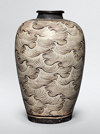 Chinese Vase (Meiping) with Waves (1200s&ndash;1300s) Original from The Cleveland Museum of Art. Digitally enhanced by rawpixel.