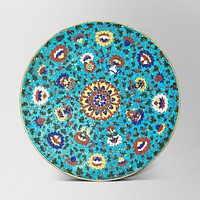 Vintage blue Mandala pattern dish, featuring public domain artworks