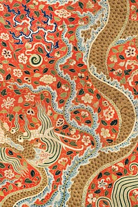 Vintage chinese dragon pattern background, featuring public domain artworks
