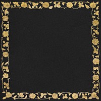 Vintage gold floral frame psd, featuring public domain artworks