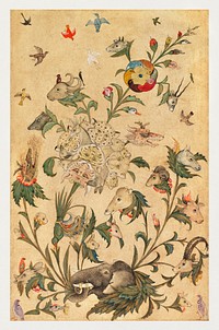 A floral fantasy of animals and birds (Waq&ndash;waq) in the early 1600s. Original from The Cleveland Museum of Art. Digitally enhanced by rawpixel.