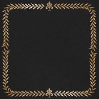 Vintage psd gold foliage frame, featuring public domain artworks