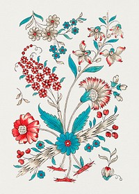 Vintage psd flower illustration vector, featuring public domain artworks