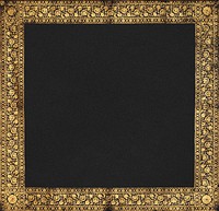 Vintage gold floral frame psd, featuring public domain artworks