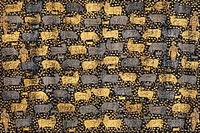 Vintage gold and black cow pattern background, featuring public domain artworks