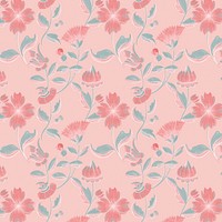 Vintage pink floral pattern background, featuring public domain artworks