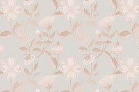 Vintage neutral floral pattern background psd, featuring public domain artworks