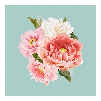 Japanese peony wall decor, aesthetic vintage print