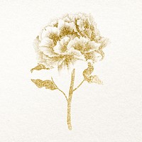 Peony flower clipart, gold botanical floral design psd