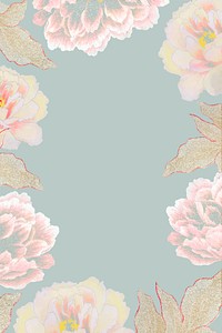 Japanese peony background, vintage aesthetic botanical graphic vector