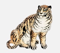 Tiger by Kōno Bairei (1844-1895). Digitally enhanced from our own original 1913 edition of Bairei Gakan.