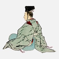 Ancient japanese emperor by Kōno Bairei (1844-1895). Digitally enhanced from our own original 1913 edition of Bairei Gakan.