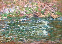 Rapids on the Petite Creuse at Fresselines (1889)  by <a href="https://www.rawpixel.com/search/claude%20monet?sort=curated&amp;page=1">Claude Monet</a>, high resolution famous painting. Original from The MET. Digitally enhanced by rawpixel.