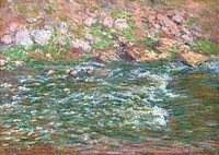 Rapids on the Petite Creuse at Fresselines (1889)  by Claude Monet, high resolution famous painting. Original from The MET. Digitally enhanced by rawpixel.